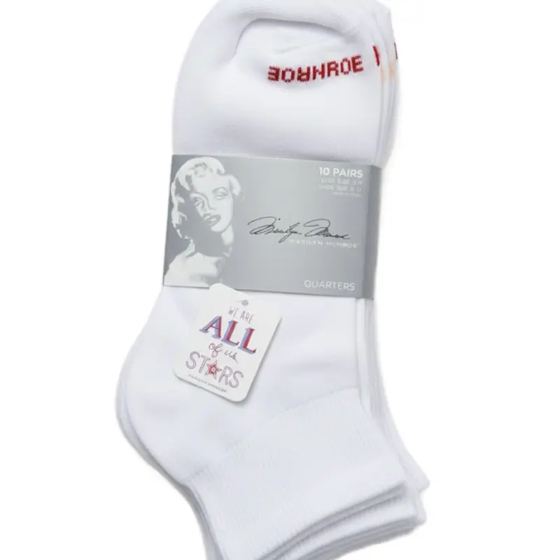 Marilyn Monroe Women's Quarter Socks - 10 Pairs White Sock Size 9-11 Shoe Size 5-10 We Are All of Us Stars
