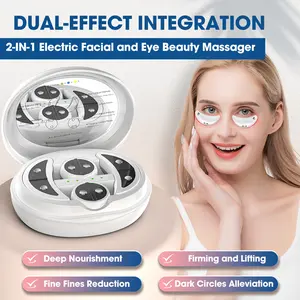 2-in-1 Electric Facial and Eye Massager Micro-current Red Light Skin Firming Device with Type-C Charging