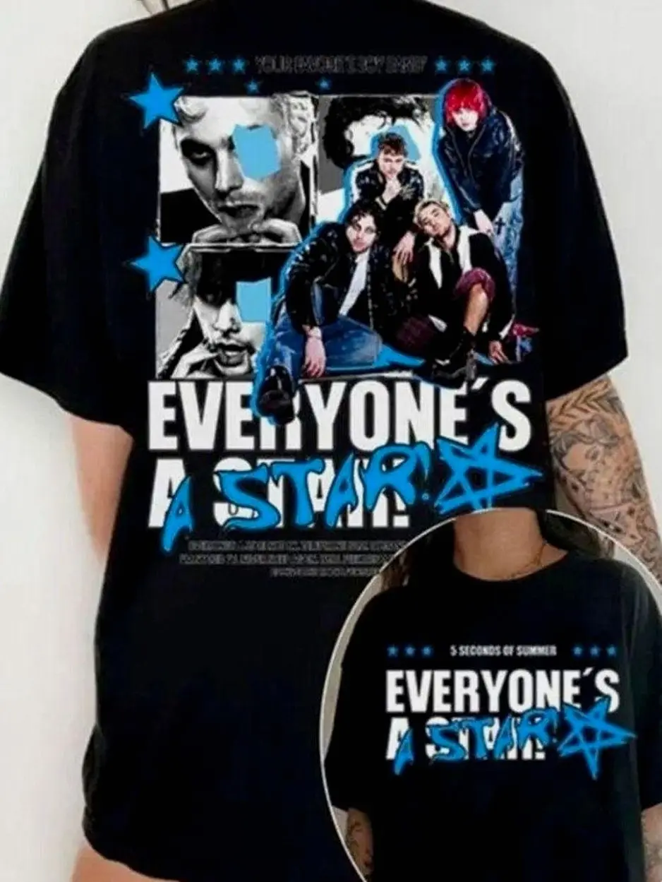 Everyone's A Star Tour 2026 Fans 2 Sided Merch T-Shirt, Vintage 5SOS Band Tour Shirt Womenswear N5A 6E1 U0P 3JG