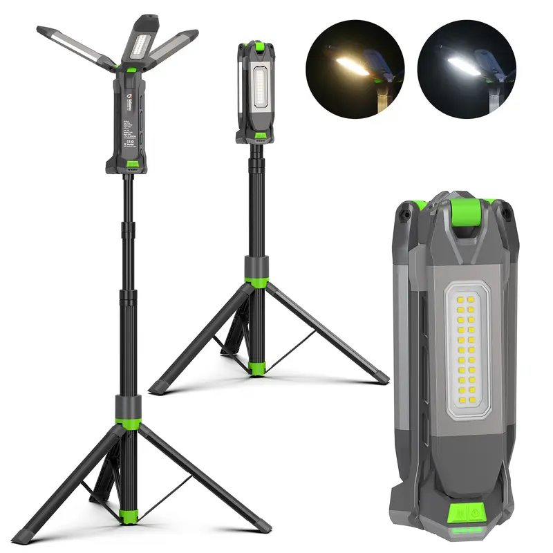[3 OFF] GoGonova 3-in-1 Cordless USB Work Light - 8AH Battery, 700/1200/2200 Lumen, 4000K/6500K 3mode Dimming, Hanging/Magnetic/Standing, Detachable Tripod, Portable High Power Flashlights - Outdoor Use, Fully Charge Before Using, for Garage Emergency
