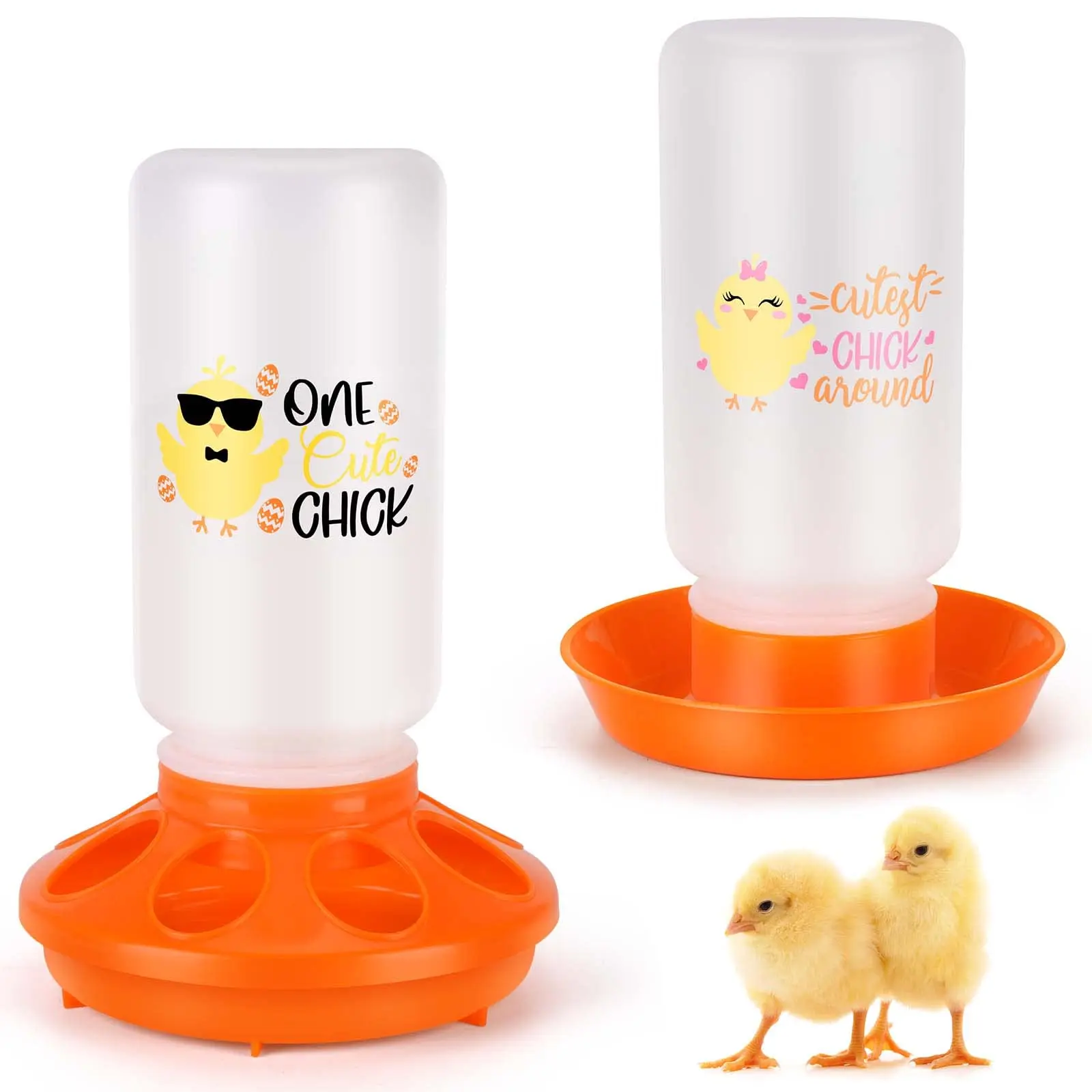 1L Chick Feeder and Automatic Waterer Set - Anti-Drowning Design, Automatic Water Outlet, Bisphenol A (BPA)-Free - Brooder Starter Kit for Baby Poultry (Chicks, Ducks) - Chicken Coop Feeding Accessory