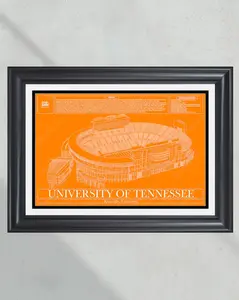 University of Tennessee Volunteers Neyland Stadium Blueprint Football Print