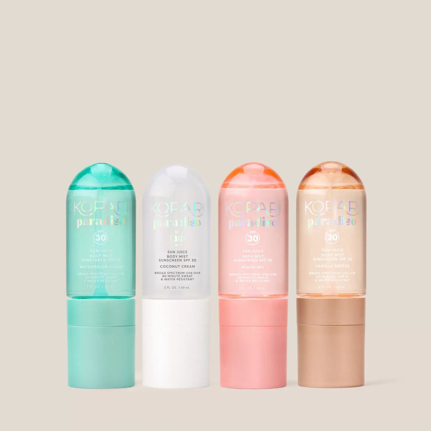 Kopari Sun Chaser SPF 30 Set – Save $18 on 4 Travel-Ready Scented Sunscreen Mists