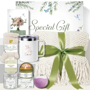 Luxury Self Care Gift Basket for Women  Cozy Blanket, Scented Candle & Spa Set Birthday, Sympathy & Relaxing Gifts