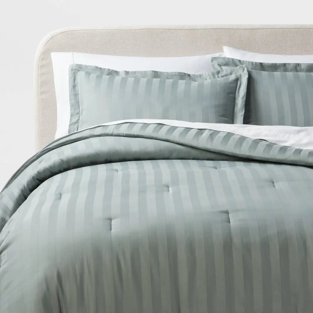 3pc Luxe Striped Damask Comforter and Sham Set - Threshold