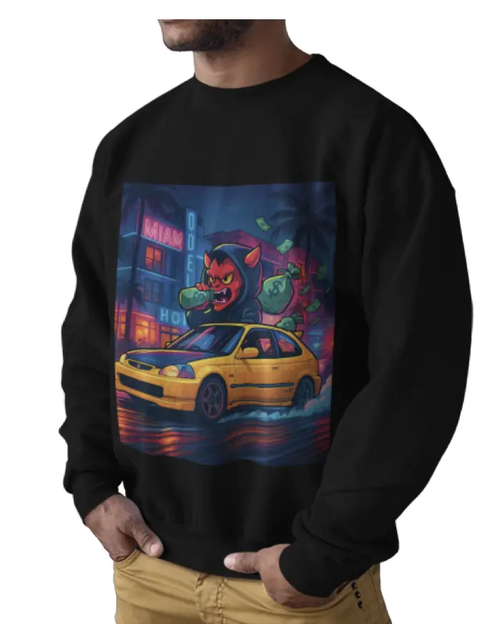 Speed Demon EK9 Type R Street Racer Car Art Sweatshirt | Unisex Crewneck | Streetwear Fashion, Gift for Car Lovers, Retro Style, Graphic Apparel