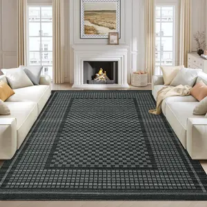 GARVEE Large Area Rug 10x13 Rugs for Living Room Washable Modern Black Rug Non Slip Throw Rugs Bedroom Rug Low Pile Stain Resistant Carpet for Dining Room Nursery Classroom 10'x13'