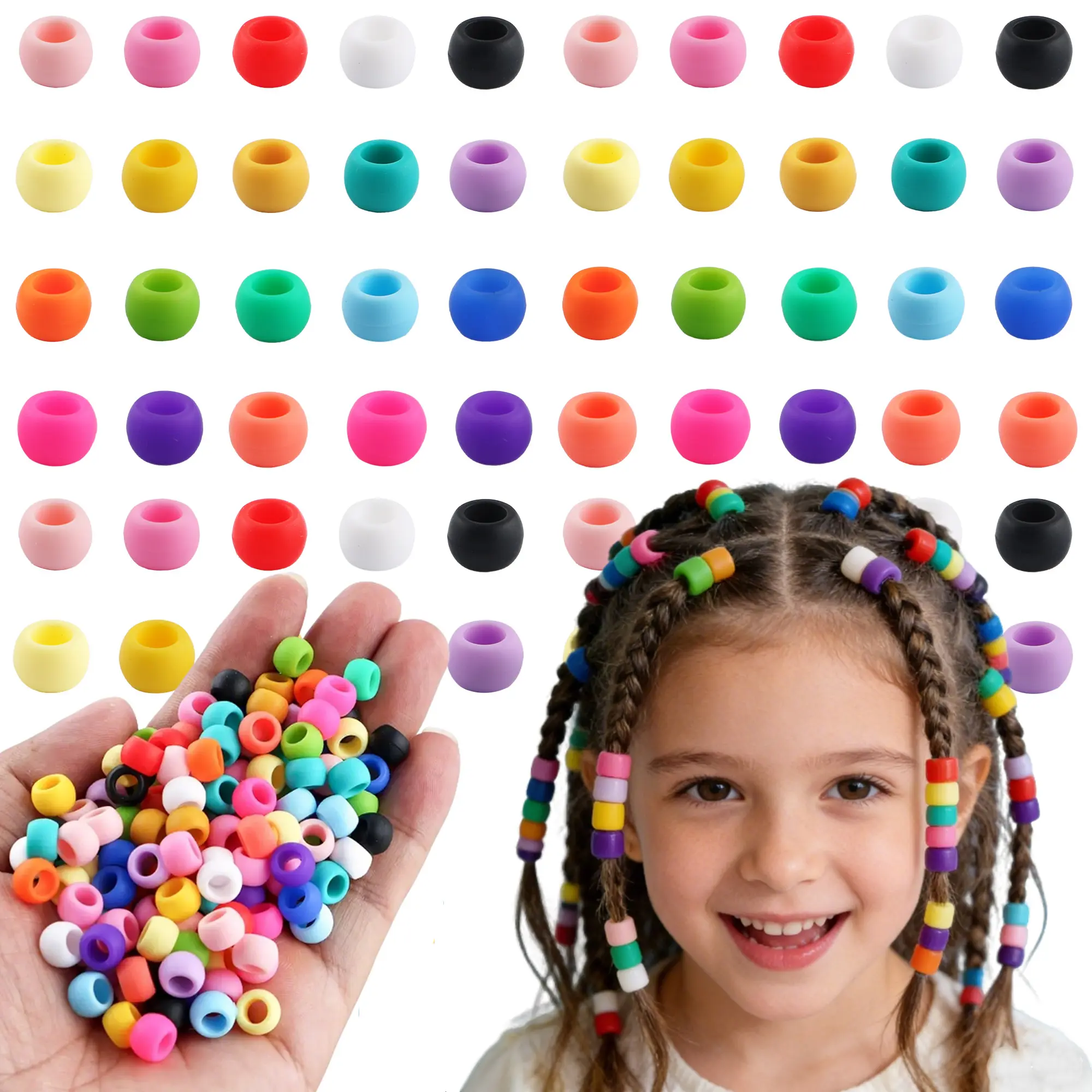 90/180pcs Silicone Beads for Hair Braids 6mmx9mm Candy-Colored Beads Ideal for Dreadlocks, Ponytails, Braids in Multiple Colors for Celebrations, Decorative Hair Accessories, DIY Beading Accessories, Beading Supplies