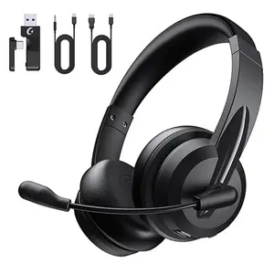 Wireless Headphone with AI Noise Cancelling Microphone, Bluetooth 5.3, USB A/C Converter and Microphone Mute Function for Computer Laptop iPhone, Stereo Bass, Noise Canceling Headphones