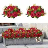 VEVOR 10-Pc Full-Layer Blooms Durable Silk Red Rose Kissing Balls Set, 9.4x9.4x4.7in Fluff-To-Restore Decorative Balls with Brush-Clean Upkeep, Exquisite Detailing 10-Pc Table Set for Wedding Home Decor
