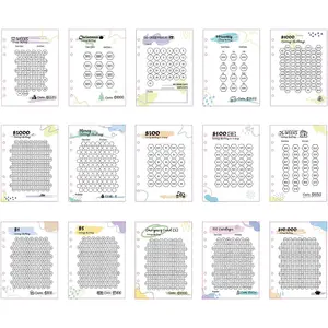 Laminated  Savings Challenge  for 6-Ring A5 Binders,  Savings  sheets,multiple budget cards for savings  planner(15pcs A5)