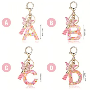 1 Count Alphabet Initial Letter Keychain Accessory, Cute Heart-Shaped Resin Pendant with Key Ring, Hanging Charm for Bag, Backpack, Car Keychains, Perfect Daily Gift for Women, Keychain Jewelry, Bling Bling Keychains