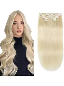 6Pcs 100% Real Human Hair Blonde Color 60# Clip Ins Human Hair Extensions 100g 120g 12-22Inch Straight 100% Human Hair Extensions Hair Weft Extensions