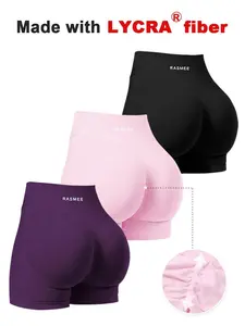 3pcs Lycra  Intensify Workout Shorts for Women Seamless Scrunch Short Gym Yoga Running Sport Active Exercise Fitness Shorts Womens Workout Seamless Scrunch Butt Lifting Shorts High Waisted Tummy Control Gym Yoga Shorts