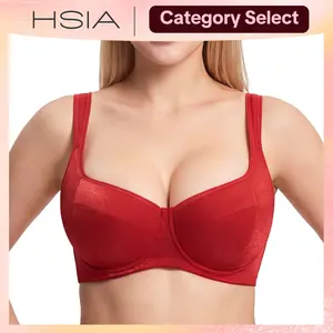 HSIA Starry Night 4mm Lightly Padded Balconette Bra Plus Size Glass Shimmer Fabric Lifting Support Underwire Bra Boost 0.5 to 1 Cup Effect U Shaped Smoothing Back Broad Cushioned Straps Sexy Demi Low Cut