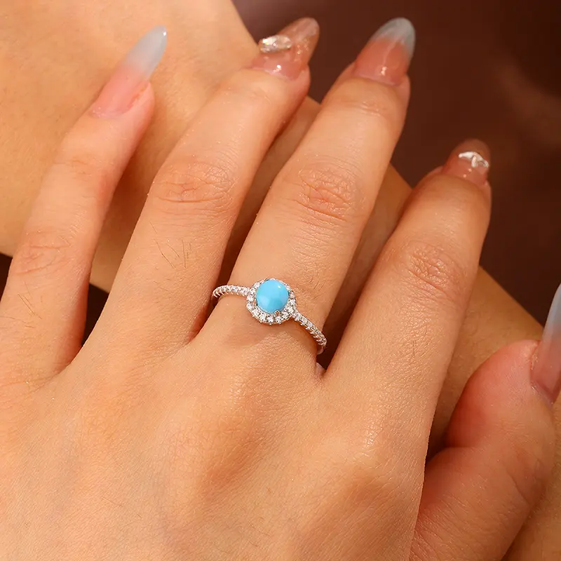 Turquoise Must-Have!  S925 Sterling Silver Ring with Lab-Grown Turquoise. Get That Boho Vibe. Lab-created Gemstone Ring