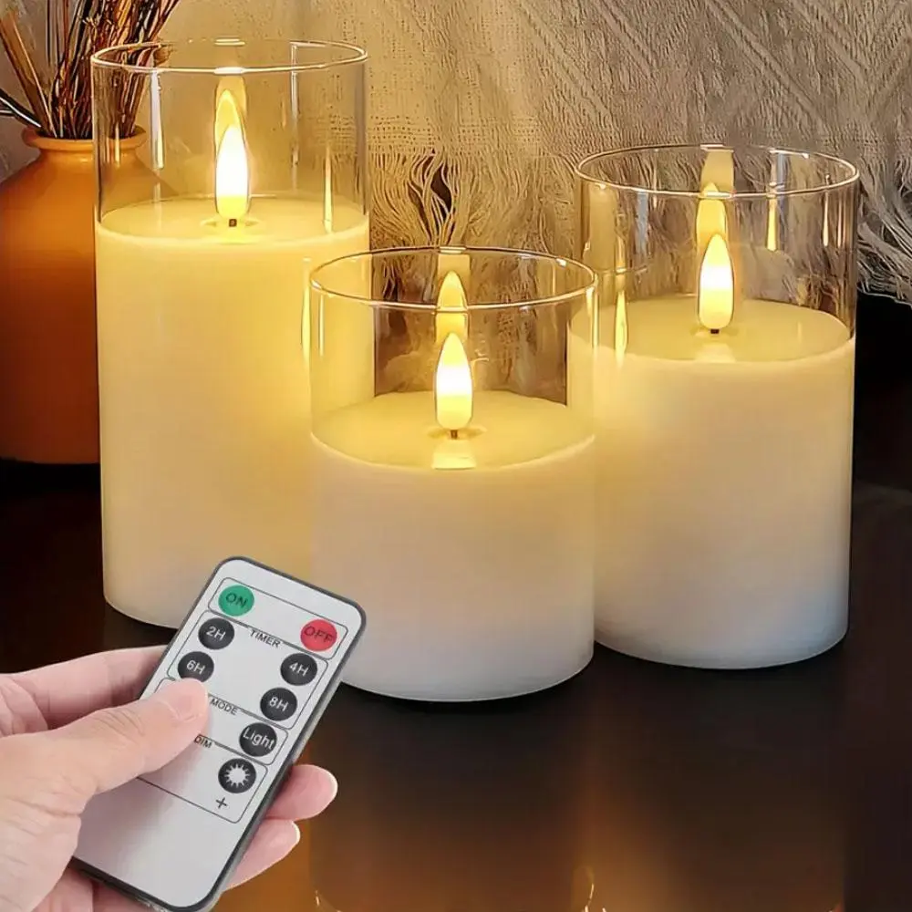 Remote Control LED Candle Light, 3 Counts Candle Light with 1 Count Remote Control, Decorative Light for Home Party Wedding, Led Mood Light, Ambient Light, Led Decoration Lamp, Decor Lighting, Bedroom Decor Lamp