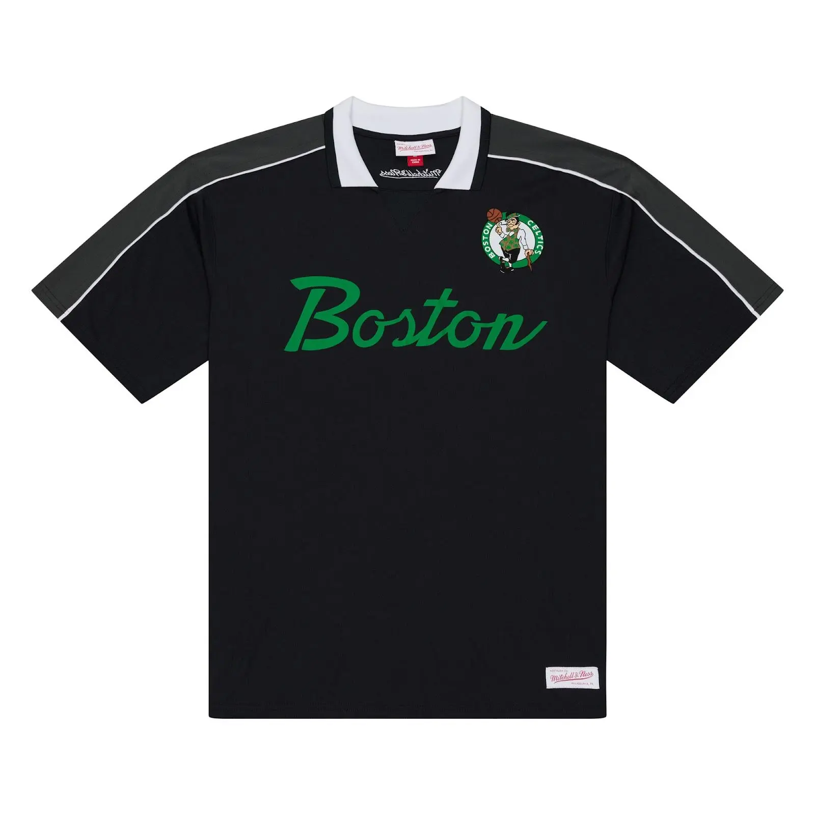 Boston Celtics Black Polo Jersey NBA Throwback Basketball Hardwood Classics Fan Gear Mitchell & Ness