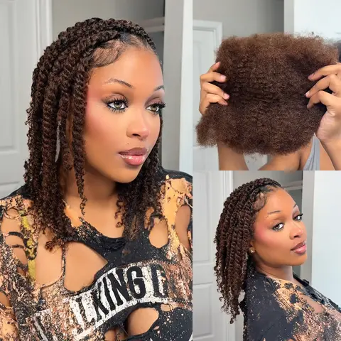 DAIXI #4 Dark Brown Afro Kinky Bulk Human Hair Extensions for Dreadlocks/Braiding/Twists/Repair Locs #tiktokshopstockup