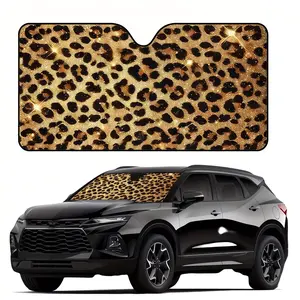1pc, Leopard Print Style Car Windshield Sunshade, Leopard Print Pattern, UV Protection, Stylish Design, Easy to Install, Foldable for Convenient Storage, Keeps Your Vehicle Cool, Ideal for Cars, SUVs, and Trucks, Suitable for Summer Outings