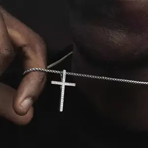 Mens decorative cross necklace, stainless steel hip hop necklace, suitable for men and women necklaces