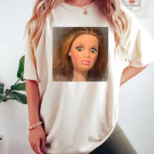 Comfort Colors® Funny Doll Face T-Shirt with Judging Expression, Meme Aesthetic Tee, WTF Look Shirt, Sarcastic Doll Humor Graphic 5