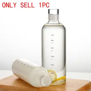 1000ML Glass Coffee Pot, 1 Count Clear Glass Water Bottle with Time Scale, Household Cold Brew Tea Bottle, Drinking Supplies for Home Office, Sun Tea Pitcher, Iced Tea Pitcher