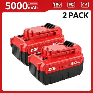 Rechargeable Li-ion Batteries - 18V, 20V Max, 5000mAh, Red, Durable Compact Body, Full Intelligent Safety Protection, Replacement Spare Cells for Porter Cable PCC685L Cordless Drill Power Tool for Construction Sites