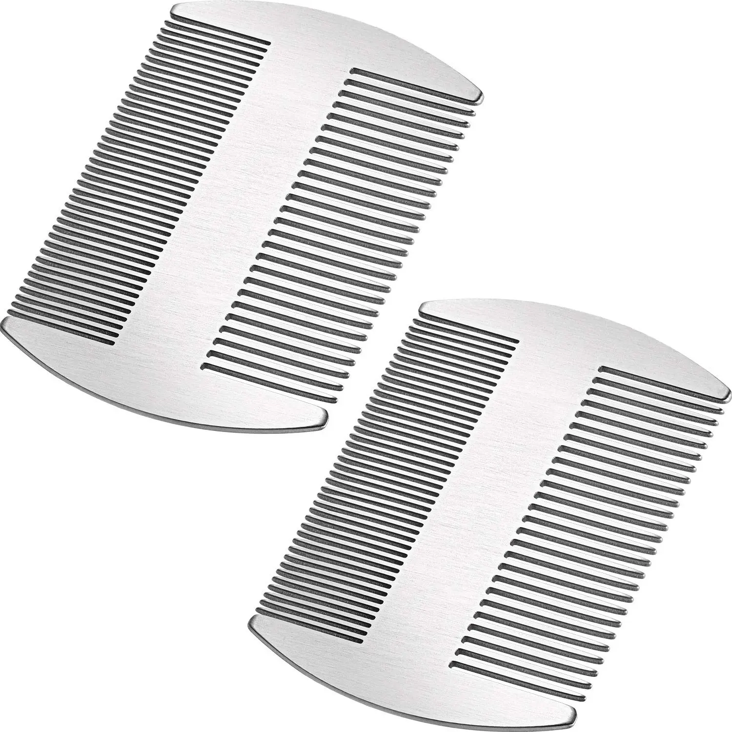 Stainless Steel Pocket Combs, 2 Piece Fine Tooth Set for Beard & Hair Detangling, Styling, and Cutting - Lightweight Unisex Barber Tool, Metal Comb, Dense Teeth, Anti-Tangle, Comfortable, Polished And Smooth Surface, Durable, Adult, Hair Styling, Multipac