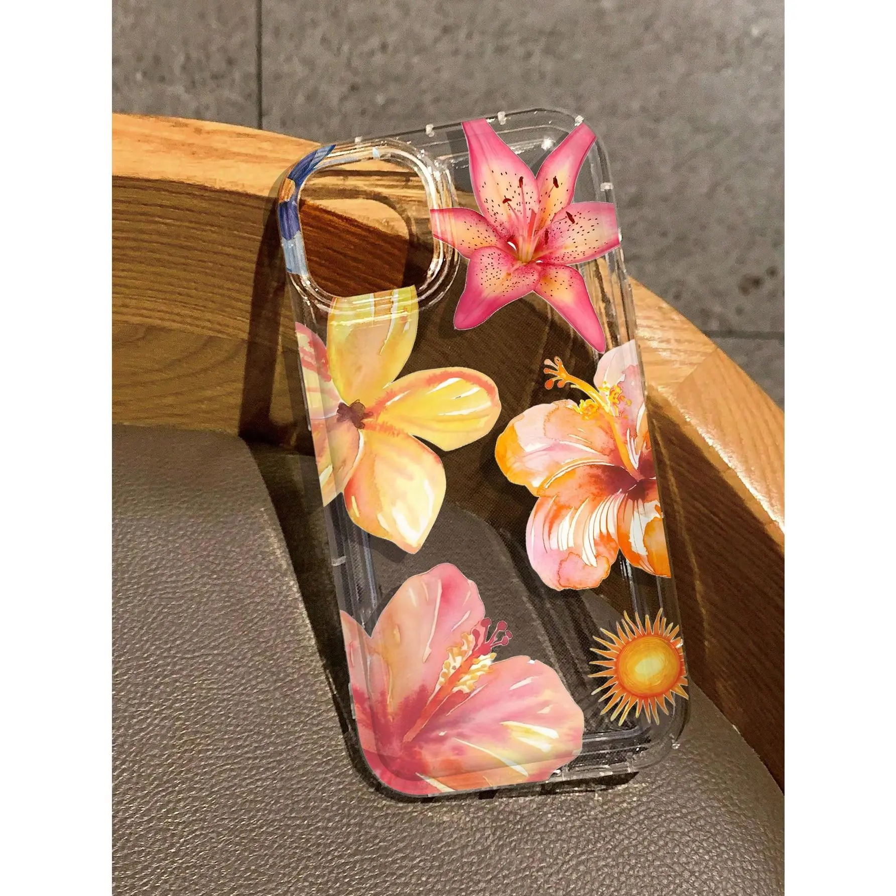 Multicolor Hibiscus Flower Printed TPU Transparent Shockproof Flexible Cellphone Casing - Drop-Protection Cover with Camera Guard for iPhone 17,16,15,14,13,12,11,X,XS,XS Max & More, Ideal Holiday Gift Tech Accessory
