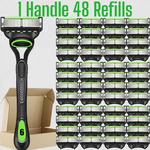 Men's Shaving Razor Set, Handle And High-Quality Sharp Blades, Stainless Steel, Dustproof Waterproof Rust-Resistant, Comfortable Shave, Easy to Clean