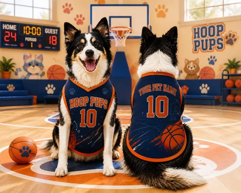 Custom Pet Basketball Jersey, Personalized Pet Basketball Shirt, Name and Number Dog Sportswear