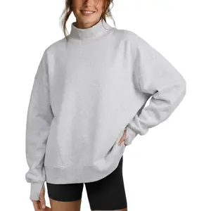 Arssm Women’s Mock Neck Sweatshirt – Oversized Cloud Fleece Lined Turtleneck Pullover with Pockets for Casual Cozy Fall Winter Outfits