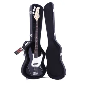 1pc High Grade Faux Leather Electric Bass Guitar Case, Microgroove Hardshell with Protective Interior