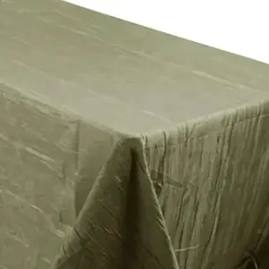 Taffeta Rectangle Tablecloth 90"x156" Dusty Sage Green with Accordion Crinkle Design - Seamless Finish