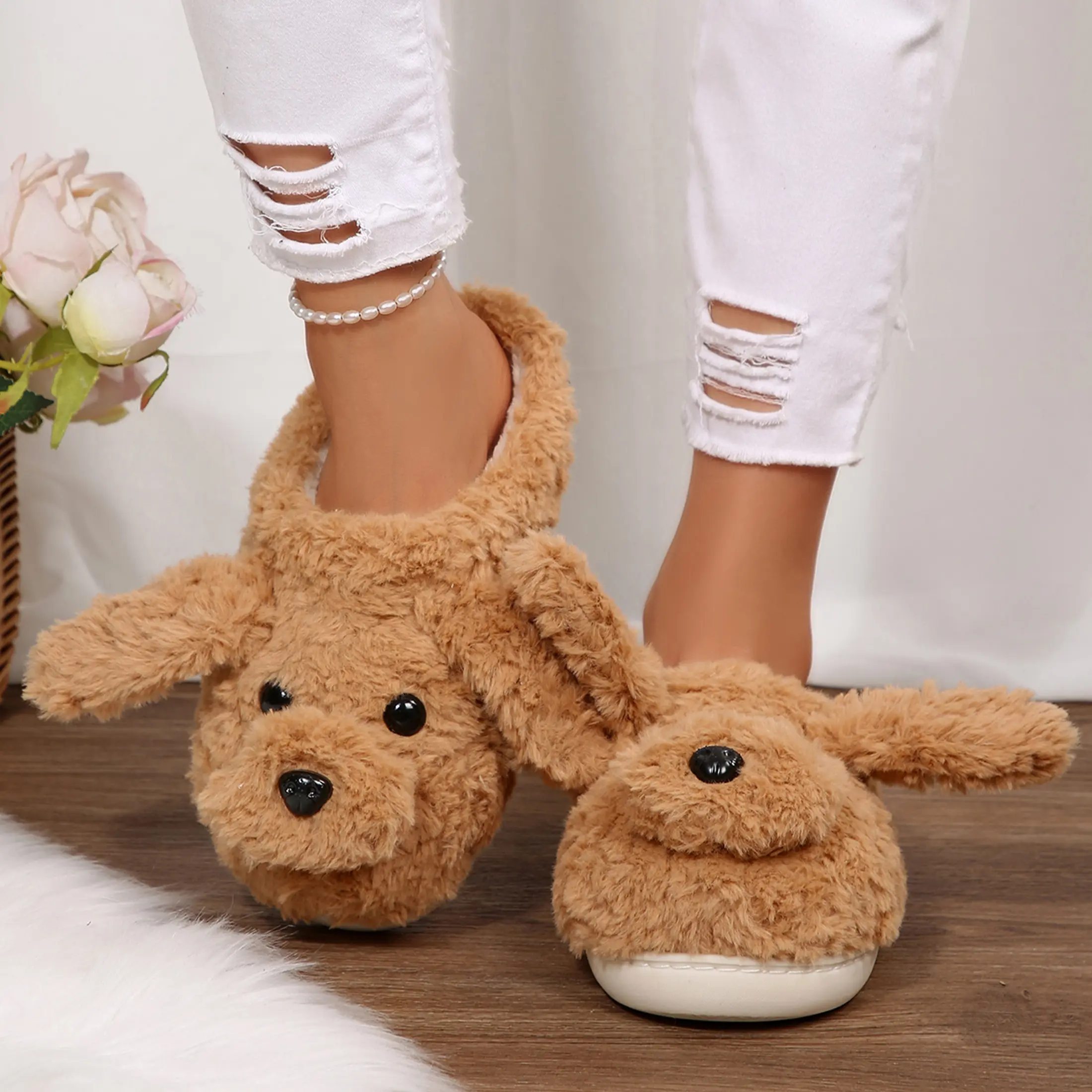 Cozy Fuzzy Slippers in Adorable Puppy Shapes for Women Winter Warm Indoor Outdoor Shoes Cozy Fuzzy Slippers in Adorable Puppy Shapes for Women Winter Warm Indoor Outdoor Shoes