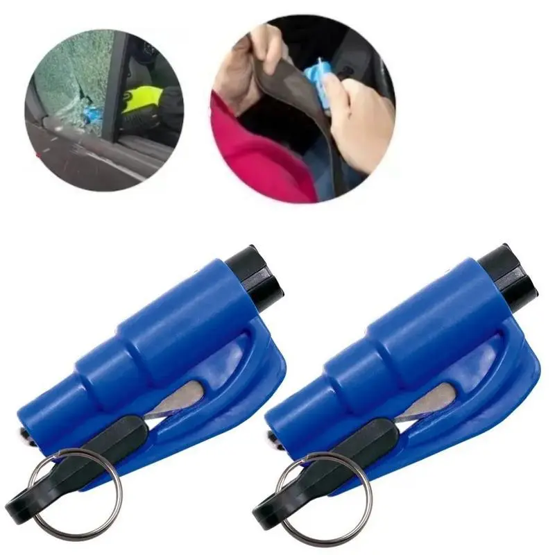 2pcs Free-Window Breaker Seatbelt Cutter,3-in-1 Mini Glass Breaker,  Car Escape Tool for Land and Underwater,Keychain Car Emergency Tool