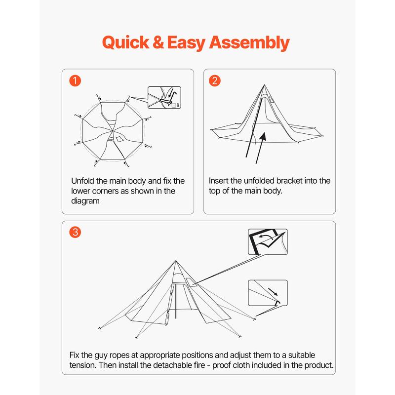 VEVOR Hot Tent for 4 Persons,  , Portable Winter Tipi Tent with Stove Jack, Waterproof Canvas Camping Tents,  Lightweight 4 Season Shelter Tents for Hiking Fishing Backpacking, M Size