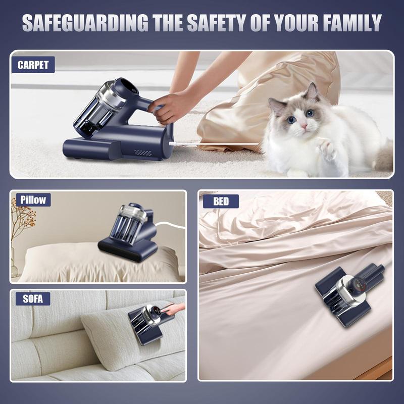 Teant Mattress Vacuum Cleaner for Dust Mites Removal, Bed Vacuum with UV-C Light & 149℉ Hot Air & Aroma Tablet & LED Display, Hyper Helix Motor&16Kpa Powerful Suction Double-Cup Handheld Vacuum Cleaner With HEPA Filter for Bed Couch Sofa