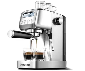 AMZCHEF nespresso machine,Espresso Macker with Milk Frother & LCD Panel, Compact Coffee Machine for Cappuccino, Latte, Gift for Dad or Mom