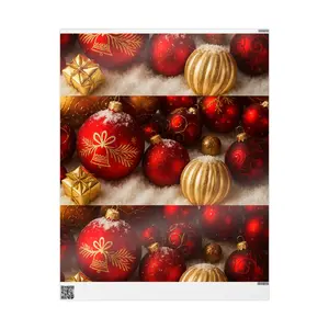 Red and Gold Christmas Ornaments Wrapping Paper | Holiday Gift Wrap