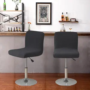 Stool Covers Set of 4, Stretch Bar Stool Chair Cover Slipcovers, Knitted Jacquard Counter Stool Bar Chair Covers for Kitchen Pub Dining Room (Knitted Black)