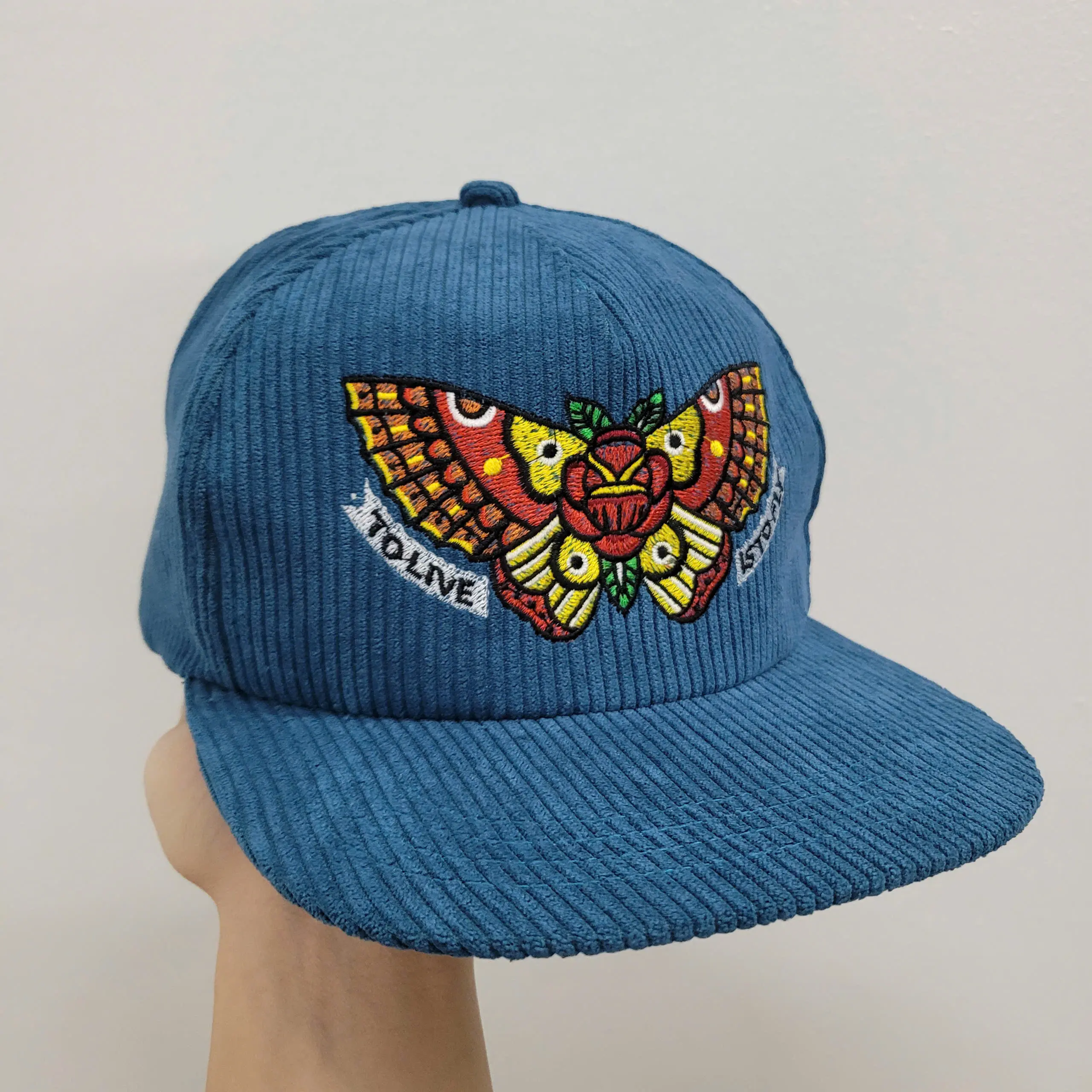 Butter Fly Embroidery Corudroy Hat - High Quality - Unisex Style