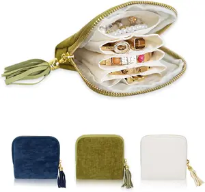 Travel Jewelry Case Organizer for Women Wedding Gifts Portable Velvet Pouches for Travel Essentials Jewelry Crystal Bracelets Necklace Storage