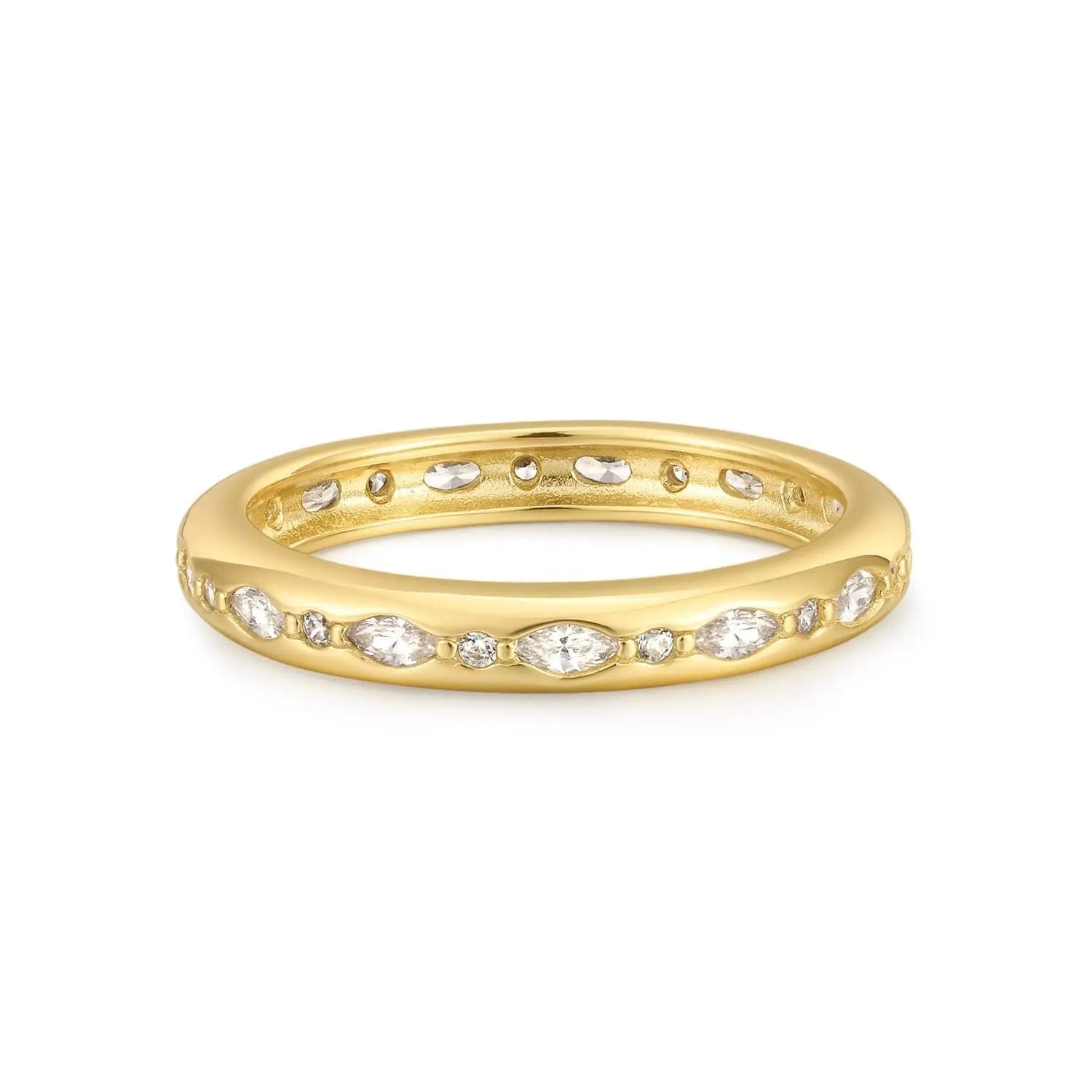 Multi Shaped CZ Channel Ring - Durable Design for Versatile Use, Ideal for Various Applications