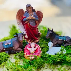 Nativity Set - Colorful Resin Figures of Baby Jesus Mary Joseph 3 Kings Shepherds & Animals for Christmas Decorations 11-Piece Set 8 Inches Tall-Set de Nacimiento De Resina Gift Religious Figurine Ornaments