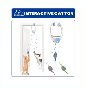 PETWEGO Interactive Electric Cat Toy with Remote – Rechargeable Door-Clip Design, 360° Spinning + Irregular Jumping for Active Play– Backup