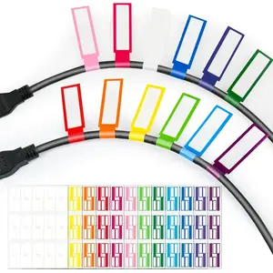 360PCS Cable Labels, 12 Colors Waterproof Cable Tags Wire Cord Label for Electronics Cable Management, Self Adhesive Color Border Cord Labels for Laser Printer and Handwriting