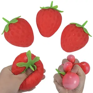 Cute Strawberry Soft Squishies for Anxiety & ADHD Relief • Perfect Desk Toy• Oddly Satisfying Fruit Fidget Toy
