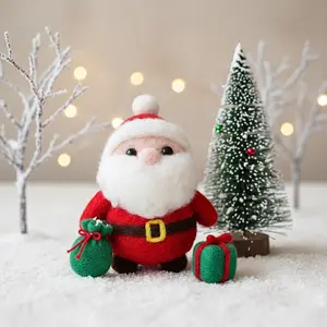 DIY Santa Claus Needle Felting Kit – Christmas Wool Felt Craft Set for Beginners, Handmade Santa Plush Ornament, Holiday Decoration & Family DIY Gift Kit